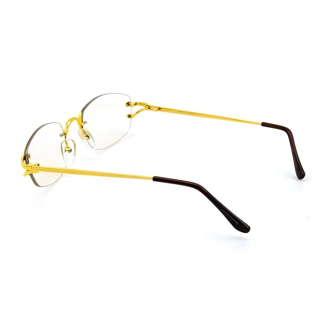 Rimless Sunglasses Gold Frame‎ Rectangle Lens Fashion Eyewear Men